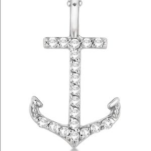14 k white gold .3 cttw diamond anchor pendant